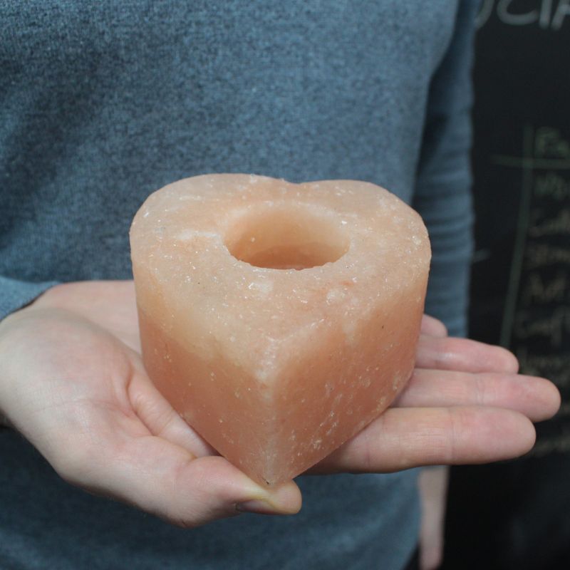 Bougeoirs en cristal de Sel de l’Himalaya - Petit Coeur