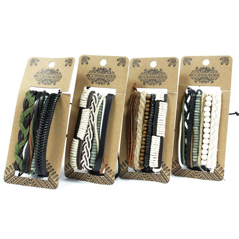 Set de Bracelet pour Homme - Vert & Naturel (assortis)
