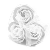 Lot de 3 Roses de Savon Boite Coeur - Blanches