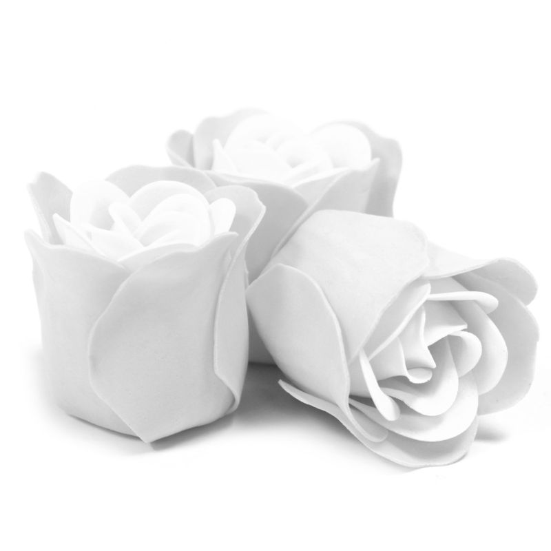 Lot de 3 Roses de Savon Boite Coeur - Blanches