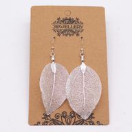 Boucles d'Oreilles - Feuilles Gouttes - Argenté