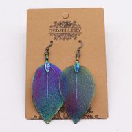 Boucles d'Oreilles - Feuilles Gouttes - Métallique