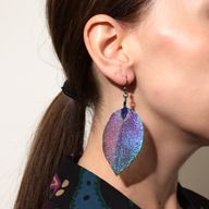 Boucles d'Oreilles - Feuilles Gouttes - Métallique