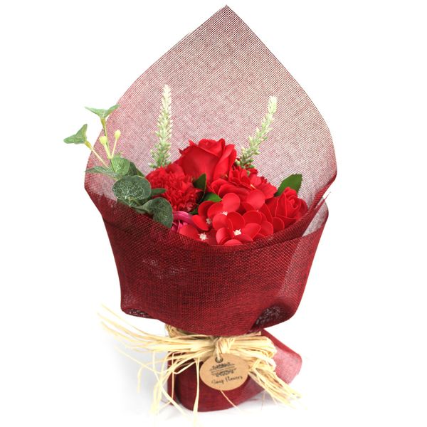 Bouquet de fleurs de savon- Rouge