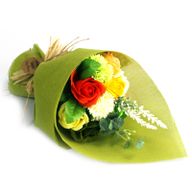 Bouquet de fleurs de savon - Vert/Jaune
