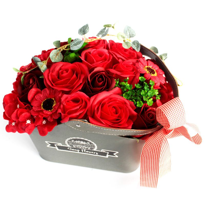 Bouquet de Savon et Panier- Rouge