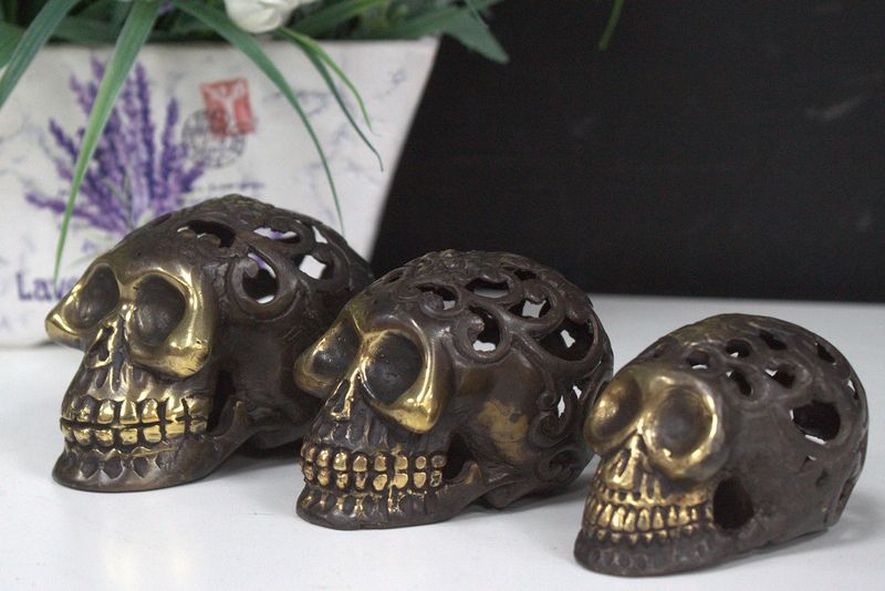 Crâne Vintage en Laiton - Large