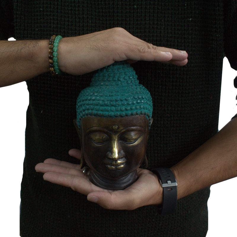Grande Tête de Bouddha en Laiton Classique