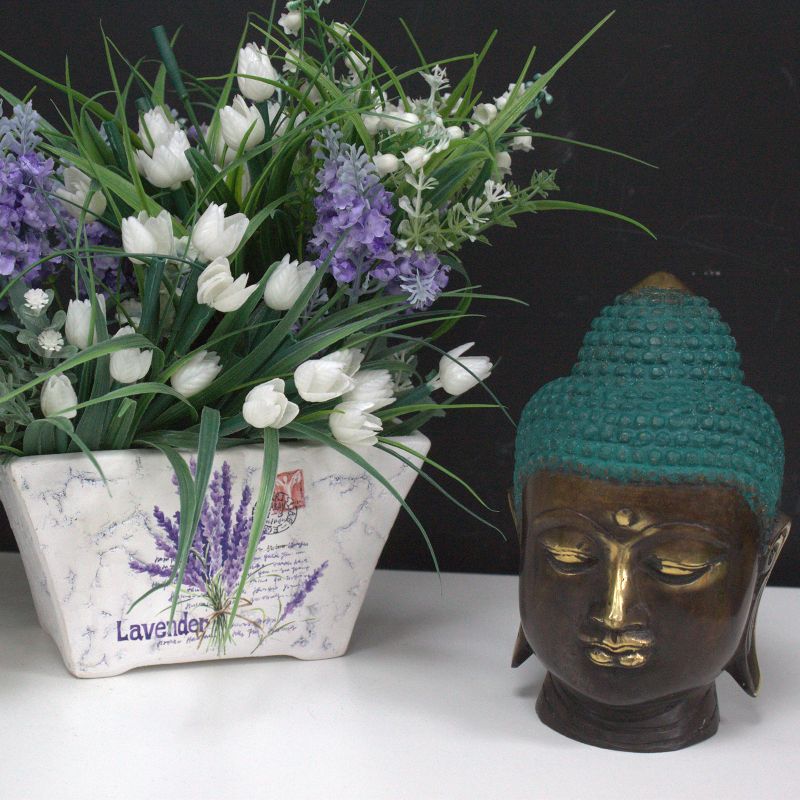 Grande Tête de Bouddha en Laiton Classique