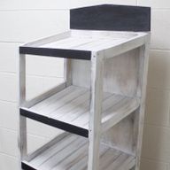 Présentoir Bois 5 Étagères + Tiroir Blanc Cassé