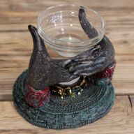 Bouddha Antique - Brûleur Huile Mains Om