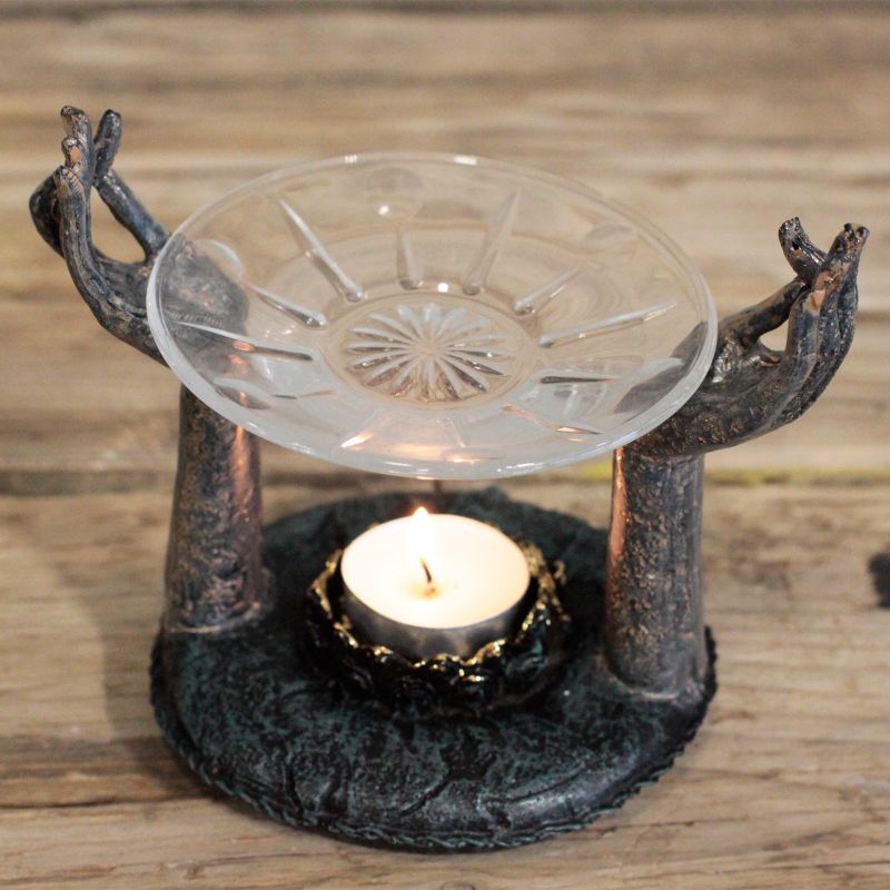 Bouddha Antique - Brûleur Huile Mains Om