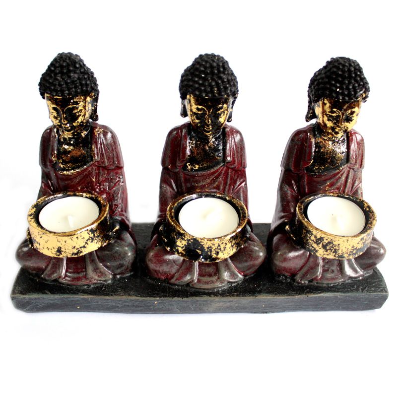 Bouddha Antique - Bougeoir 3 Bouddhas