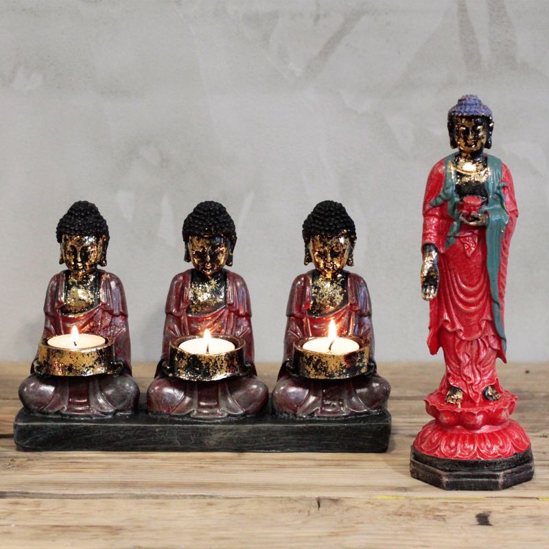 Bouddha Antique - Bougeoir 3 Bouddhas