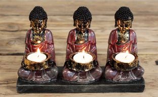 Bouddha Antique - Bougeoir 3 Bouddhas