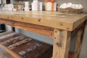 Table en Bois Recyclé avec étagères - 220cmx77cm