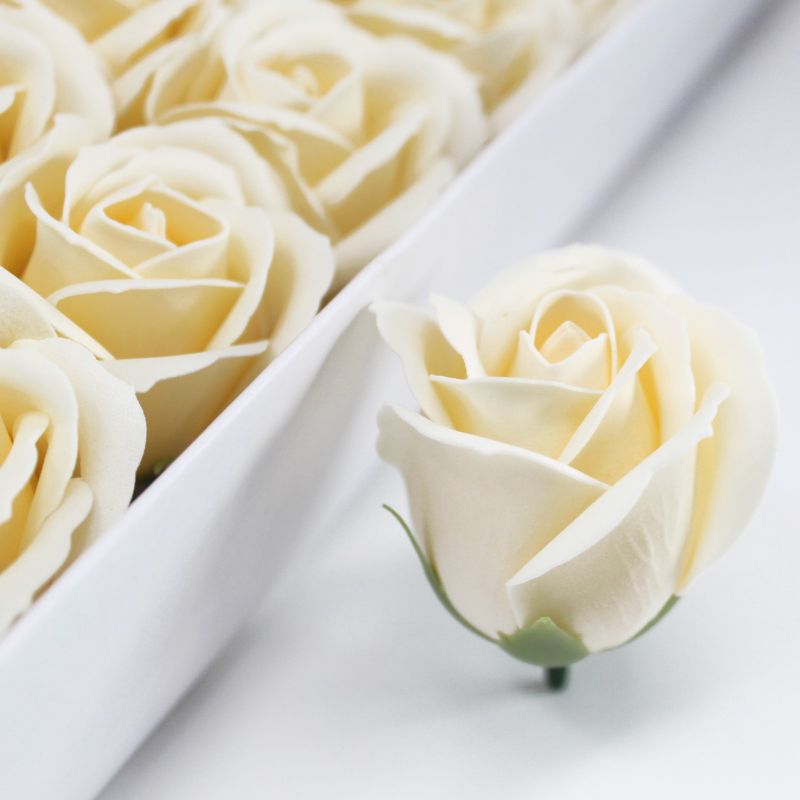 Roses de Savon  pour Bouquet- Medium/Ivoire