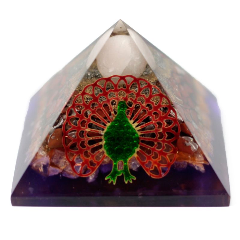 Grande Pyramide  Orgonite 80mm - Paon