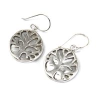 Boucles d'Oreilles  Argent Arbre de Vie 15mm - Nacre
