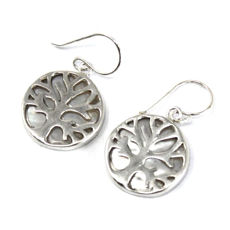 Boucles d'Oreilles  Argent Arbre de Vie 15mm - Nacre