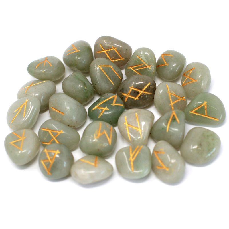 Pierres Runiques & Sachet - Aventurine Verte