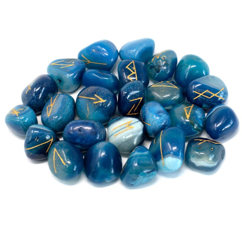 Pierres Runiques & Sachet - Onyx Bleu
