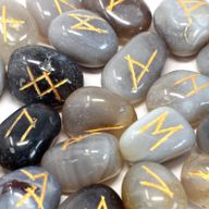 Pierres Runiques & Sachet - Agate Grise