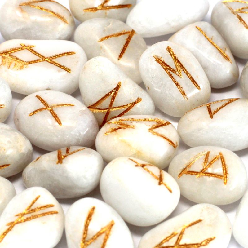 Pierres Runiques & Sachet - Agate Blanche