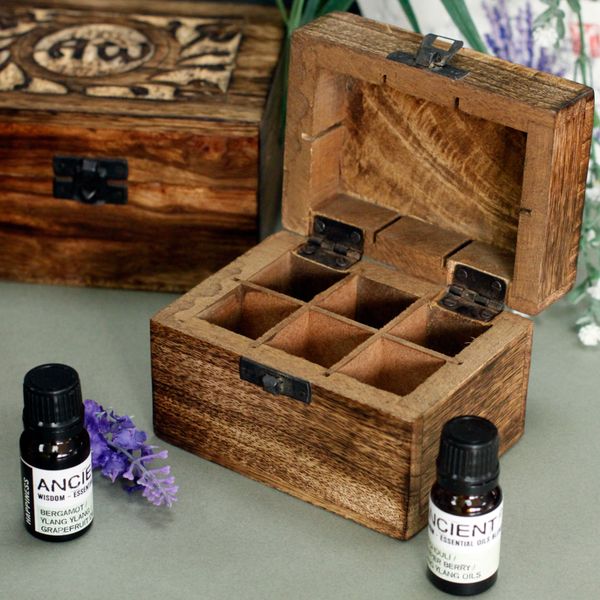 Boîte d'Aromathérapie en Manguier - Florale (capacité de 6)