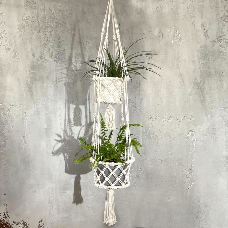 Suspension Macramé pour Plantes - Pots Double