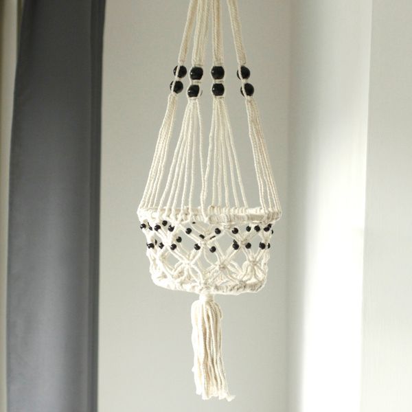 Suspension Macramé pour Plantes - Large Pot à Perles
