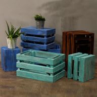 Lot de 3 Caisses en Bois - Blanchi