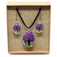Bijoux Fleurs Pressées - Arbre de la vie Set - Lavande