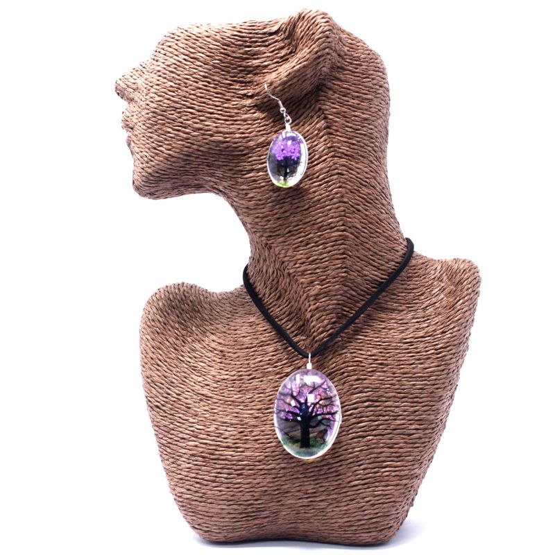 Bijoux Fleurs Pressées - Arbre de la vie Set - Lavande