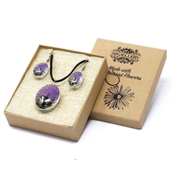 Bijoux Fleurs Pressées - Arbre de la vie Set - Lavande