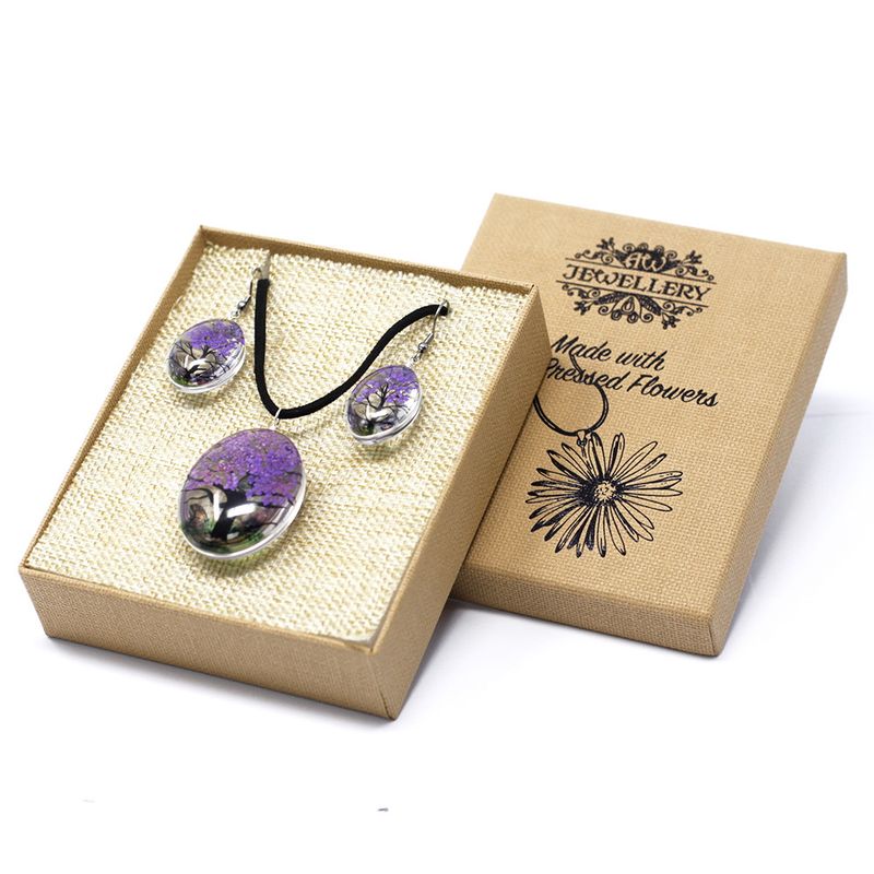 Bijoux Fleurs Pressées - Arbre de la vie Set - Lavande