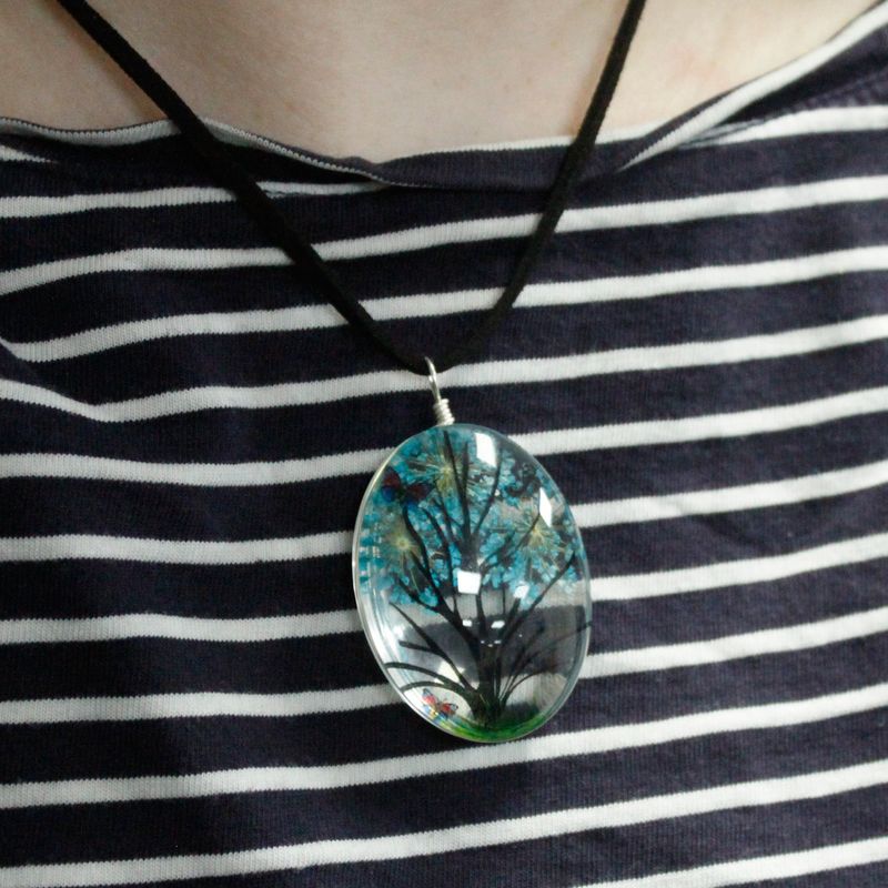 Bijoux Fleurs Pressées - Arbre de la vie Set - Vert