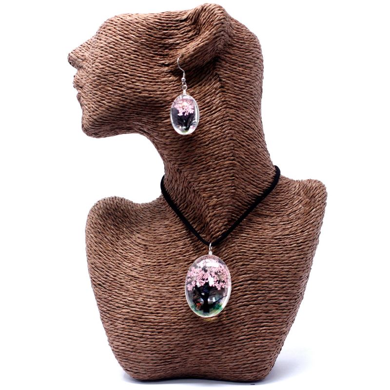 Bijoux Fleurs Pressées - Arbre de la vie Set - Rose