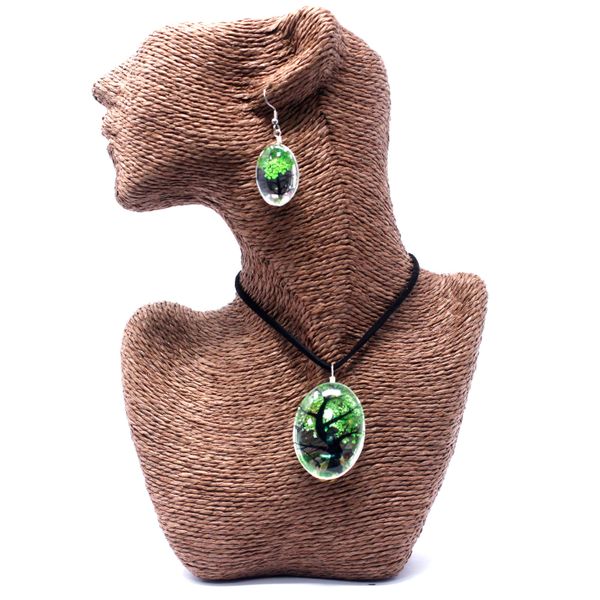 Bijoux Fleurs Pressées - Arbre de la vie Set - Vert