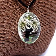 Bijoux Fleurs Pressées - Arbre de la vie Set -  Blanc