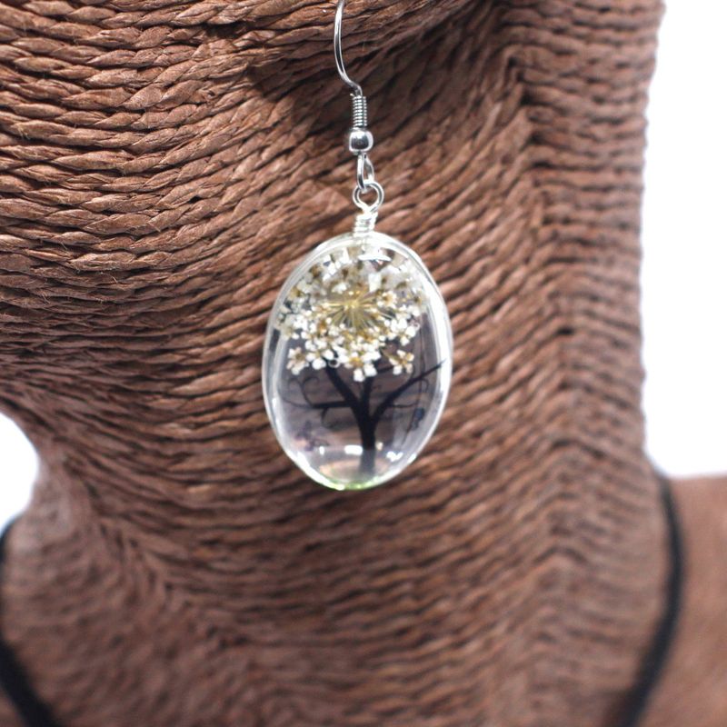 Bijoux Fleurs Pressées - Arbre de la vie Set -  Blanc