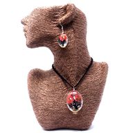 Bijoux Fleurs Pressées - Arbre de la vie Set - Corail