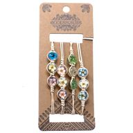 Lot de 4 Bracelets 3 Fleurs Pressées