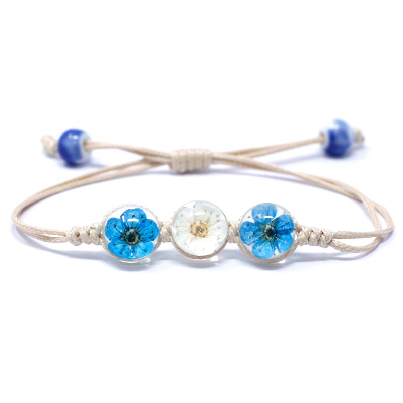Lot de 4 Bracelets 3 Fleurs Pressées