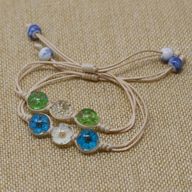Lot de 4 Bracelets 3 Fleurs Pressées