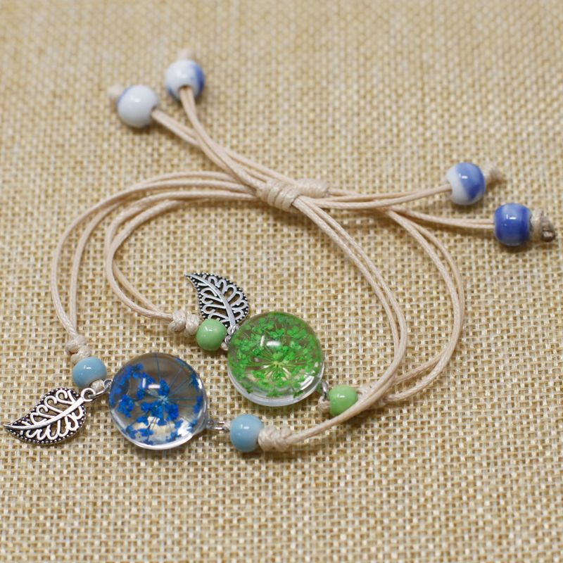 Lot de 4 Bracelets Jolie Fleur et Feuille