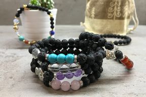 Bracelet Pierre de Lave - Feuille Turquoise