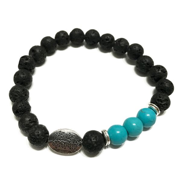 Bracelet Pierre de Lave - Feuille Turquoise