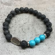 Bracelet Pierre de Lave - Feuille Turquoise