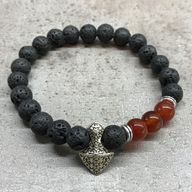 Bracelet Pierre de Lave - Tête de Hache Cornaline